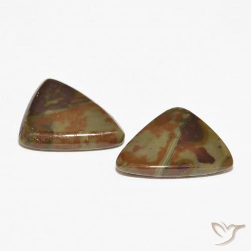 Gemme di Diaspro Multicolore naturale da 11.17 ct, Taglio trillion, Opaco