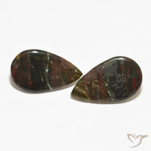 12.02ctw Naturale Multicolore Diaspro, Forma a pera, Opaco