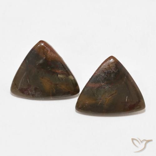 10.73ctw Naturale Multicolore Diaspro, Taglio trillion, Opaco