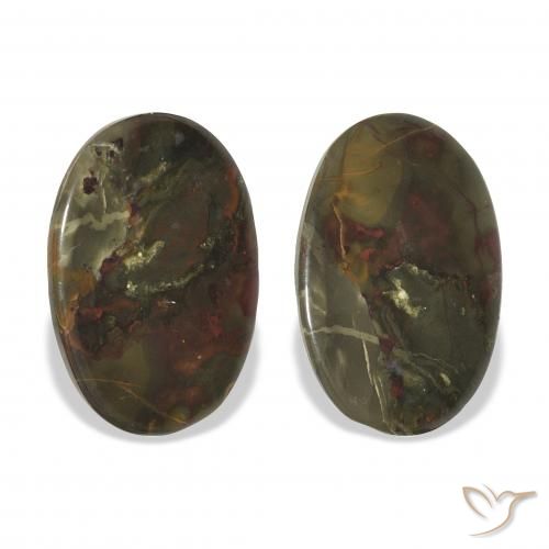 19.31ctw Naturale Multicolore Diaspro, Ovale, Opaco