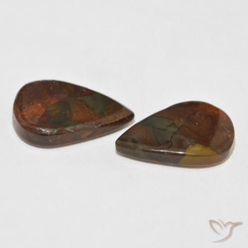 Gemme di Diaspro Multicolore naturale da 13.83 ct, Forma a pera, Opaco