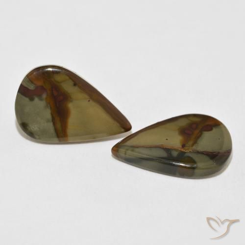 Gemme di Diaspro Multicolore naturale da 14.53 ct, Forma a pera, Opaco