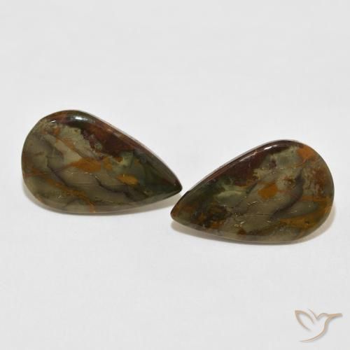11.42ctw Naturale Multicolore Diaspro, Forma a pera, Opaco