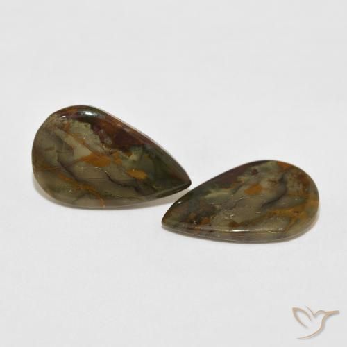 Gemme di Diaspro Multicolore naturale da 11.42 ct, Forma a pera, Opaco