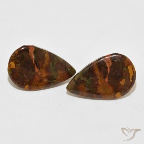 10.82ctw Naturale Multicolore Diaspro, Forma a pera, Opaco