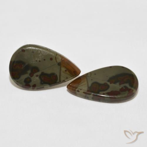 Gemme di Diaspro Multicolore naturale da 12.88 ct, Forma a pera, Opaco