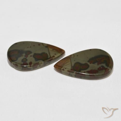 Gemme di Diaspro Multicolore naturale da 12.88 ct, Forma a pera, Opaco