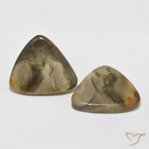 Gemme di Diaspro Multicolore naturale da 13.82 ct, Taglio trillion, Opaco