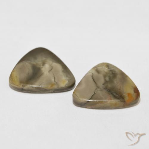 Gemme di Diaspro Multicolore naturale da 13.82 ct, Taglio trillion, Opaco