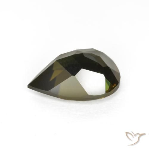 Rupin del grano Verde scuro naturale da 1.54 ct, Forma a pera, VVS