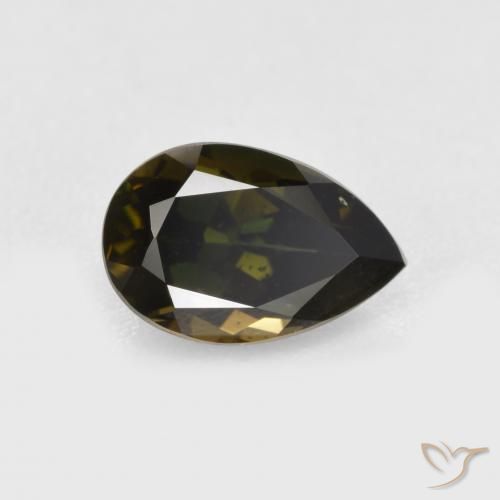 1.05ct Naturale Marrone verdastro Rupin del grano, Forma a pera, VVS-VS
