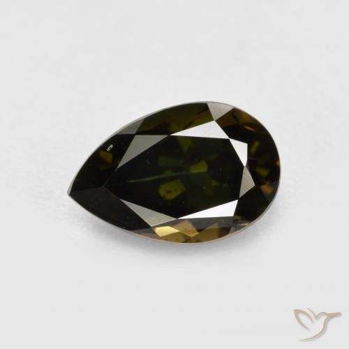 Rupin del grano Marrone verdastro naturale da 1.05 ct, Forma a pera, VVS-VS
