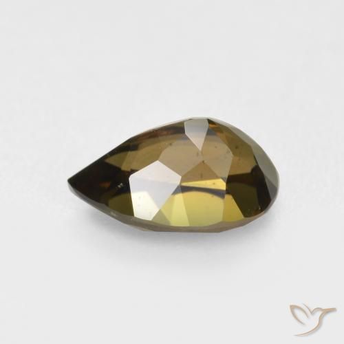 Rupin del grano Marrone verdastro naturale da 1.05 ct, Forma a pera, VVS-VS