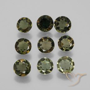 Gemme di Rupin del grano Verde marroncino naturale da 3.30 ct, Rotondo, VVS-VS