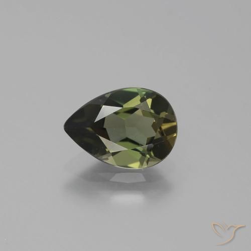 1.35ct Naturale Marrone verdastro Rupin del grano, Forma a pera, VVS