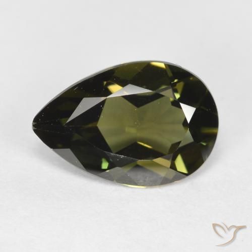 Rupin del grano Marrone verdastro naturale da 1.13 ct, Forma a pera, VVS