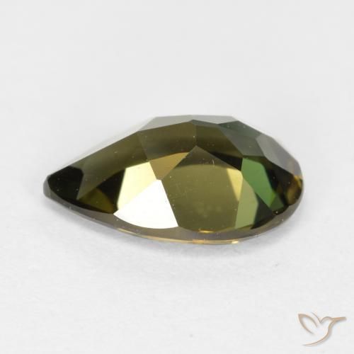Rupin del grano Marrone verdastro naturale da 1.13 ct, Forma a pera, VVS
