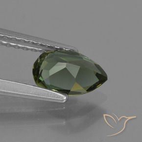 Rupin del grano Verde scuro naturale da 0.70 ct, Forma a pera, VVS