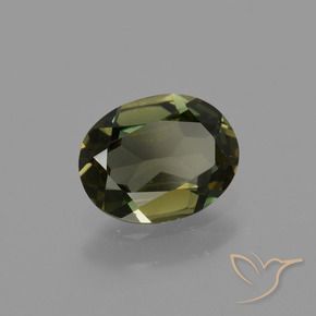 Rupin del grano Verde marroncino naturale da 0.75 ct, Ovale, VVS-VS