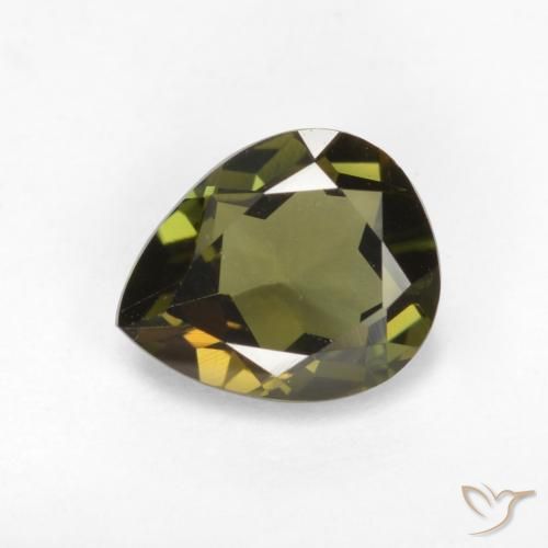 0.71ct Naturale Verde scuro Rupin del grano, Forma a pera, VVS
