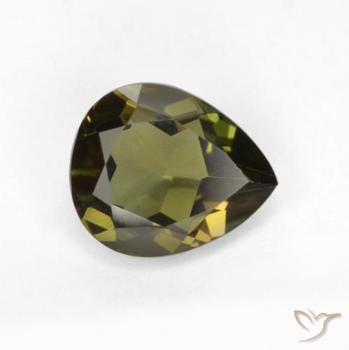 Rupin del grano Verde scuro naturale da 0.71 ct, Forma a pera, VVS