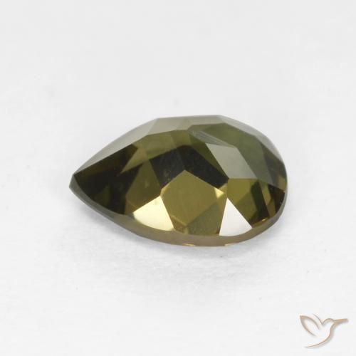 Rupin del grano Verde scuro naturale da 0.71 ct, Forma a pera, VVS