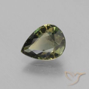 Rupin del grano Terra Verde naturale da 1.35 ct, Forma a pera, VVS-VS