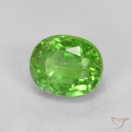 Rupin del grano Verde acceso naturale da 0.86 ct, Ovale, SI
