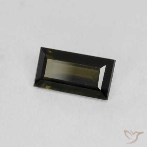 Rupin del grano Verde marroncino naturale da 0.48 ct, Taglio a baguette, VVS-VS