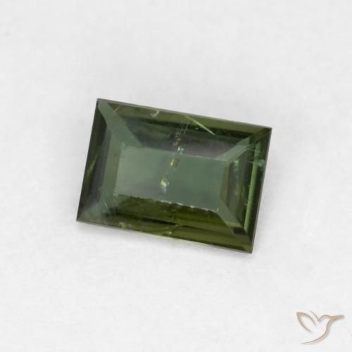 Rupin del grano Verde foresta naturale da 0.44 ct, Taglio a baguette, VS