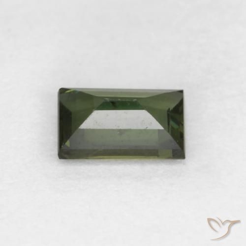 Rupin del grano Verde foresta naturale da 0.44 ct, Taglio a baguette, VS