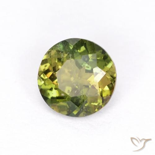 Rupin del grano Verde giallastro naturale da 0.40 ct, Rotondo, VS-SI