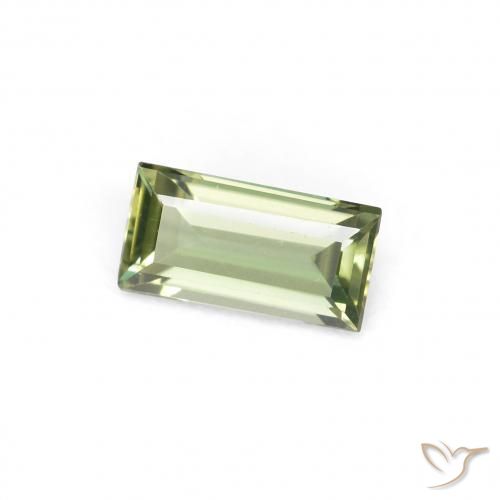 Rupin del grano Medium Light Green naturale da 0.31 ct, Taglio a baguette, VVS-VS