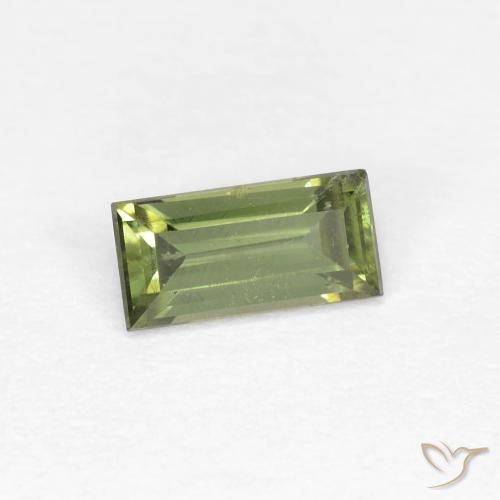 Rupin del grano Verde medio-scuro naturale da 0.48 ct, Taglio a baguette, VVS-VS