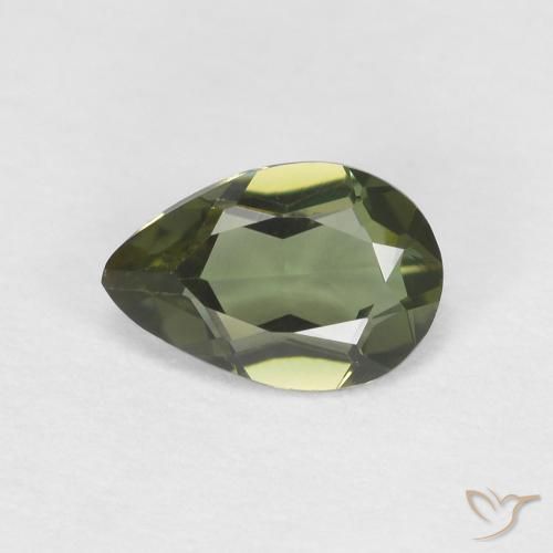 0.34ct Naturale Verde scuro Rupin del grano, Forma a pera, VVS