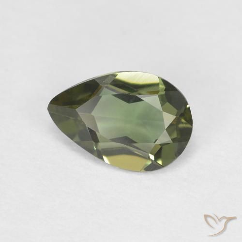 Rupin del grano Verde scuro naturale da 0.34 ct, Forma a pera, VVS