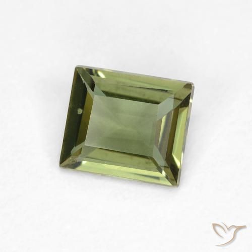 Rupin del grano Verde scuro naturale da 0.37 ct, Taglio a baguette, VS