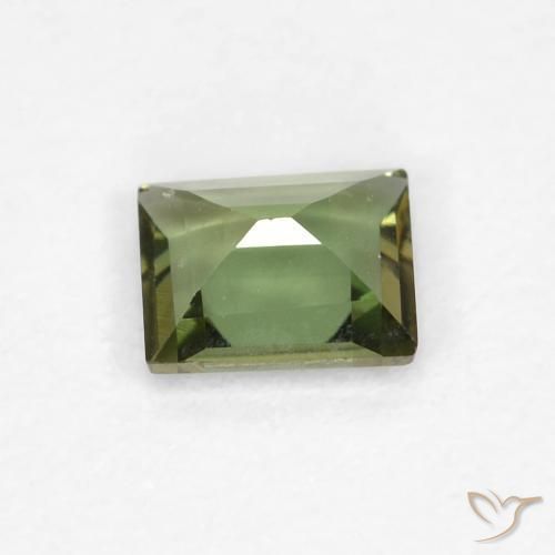 Rupin del grano Verde scuro naturale da 0.37 ct, Taglio a baguette, VS