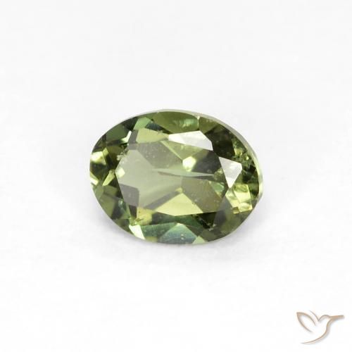 Rupin del grano Verde giallastro naturale da 0.37 ct, Ovale, VS