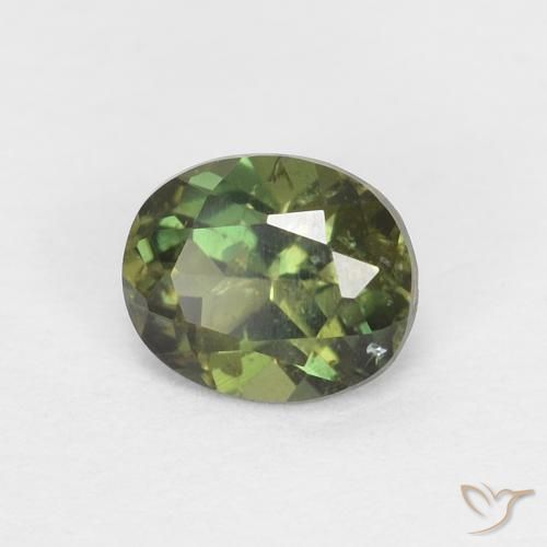Rupin del grano Verde giallastro naturale da 0.43 ct, Ovale, VS-SI