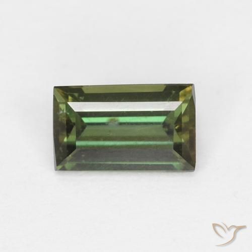 Rupin del grano Verde scuro naturale da 0.36 ct, Taglio a baguette, VS