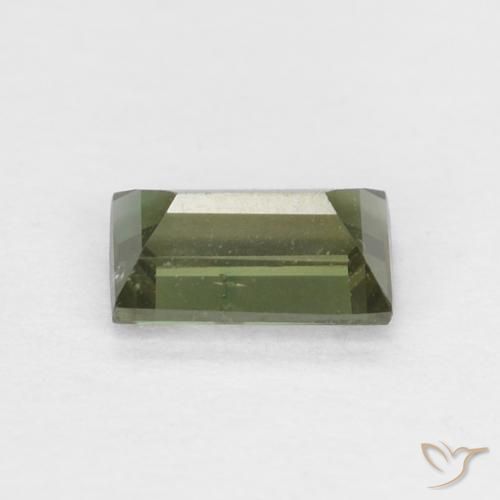 Rupin del grano Verde scuro naturale da 0.36 ct, Taglio a baguette, VS