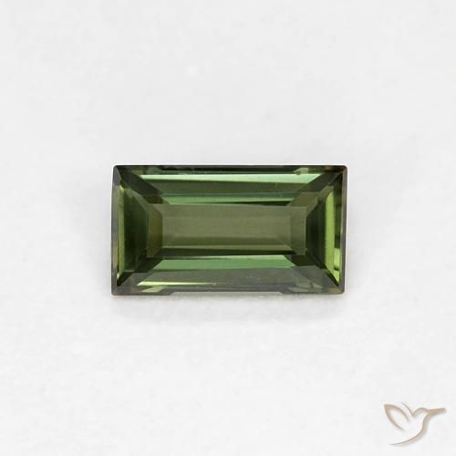 Rupin del grano Verde scuro naturale da 0.27 ct, Taglio a baguette, VVS