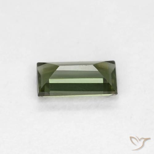 Rupin del grano Verde scuro naturale da 0.27 ct, Taglio a baguette, VVS
