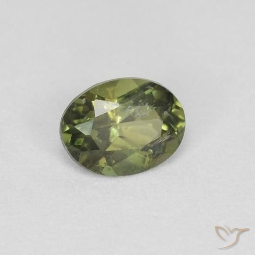 Rupin del grano Caldo bosco verde naturale da 0.33 ct, Ovale, VS-SI