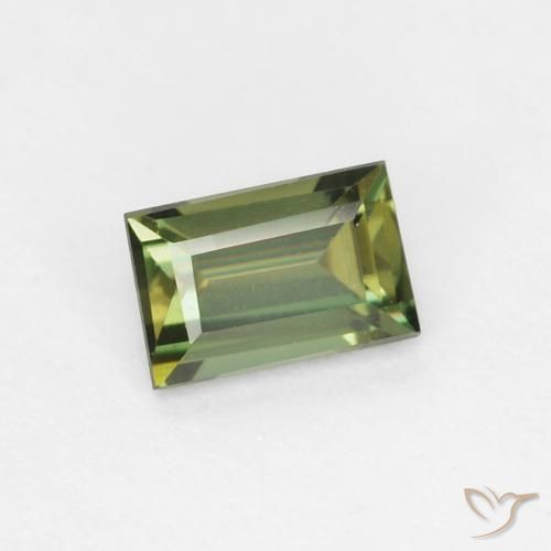 Rupin del grano Verde caldo naturale da 0.34 ct, Taglio a baguette, VVS