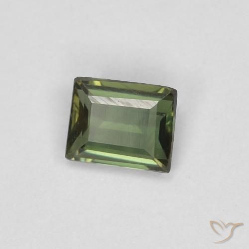 Rupin del grano Verde scuro naturale da 0.28 ct, Taglio a baguette, VVS