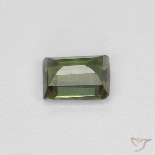 Rupin del grano Verde scuro naturale da 0.28 ct, Taglio a baguette, VVS