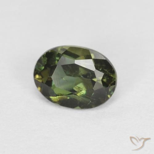 Rupin del grano Verde marroncino naturale da 0.42 ct, Ovale, VS