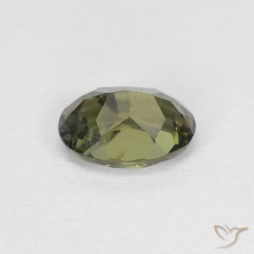 Rupin del grano Verde marroncino naturale da 0.42 ct, Ovale, VS